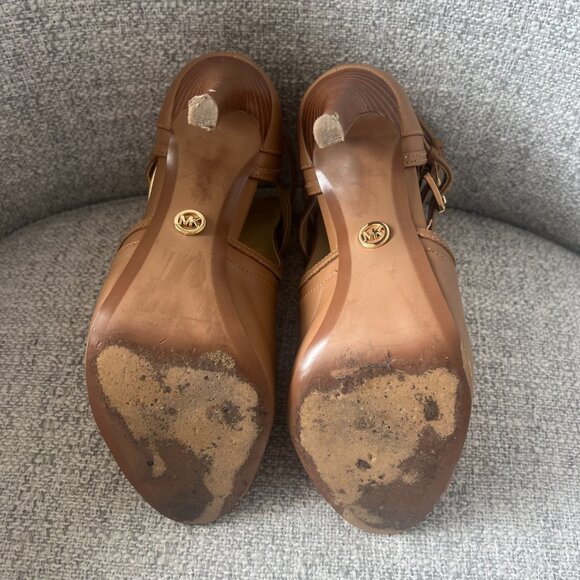 Michael Kors Blaze Leather Open-Toe Acorn Bootie US Size 7 - Picture 7 of 8